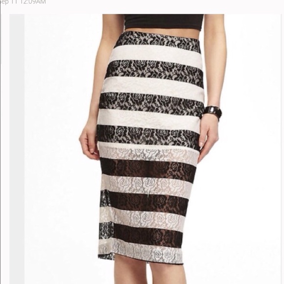 Express Dresses & Skirts - Stunning EXPRESS black and white lace skirt